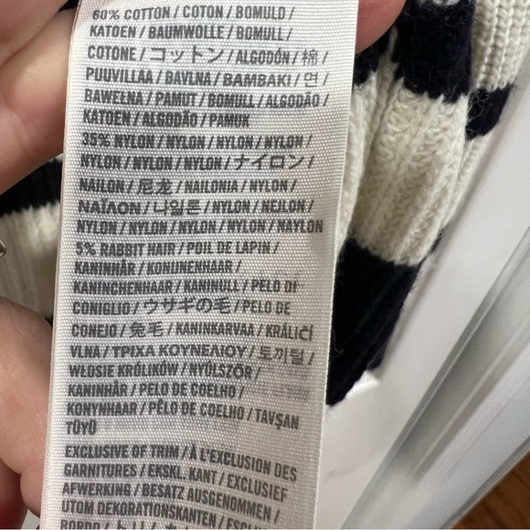 Abercrombie & Fitch Y2K Striped Cropped Cardigan Sweater Navy Cream Size Small - Picture 6 of 7